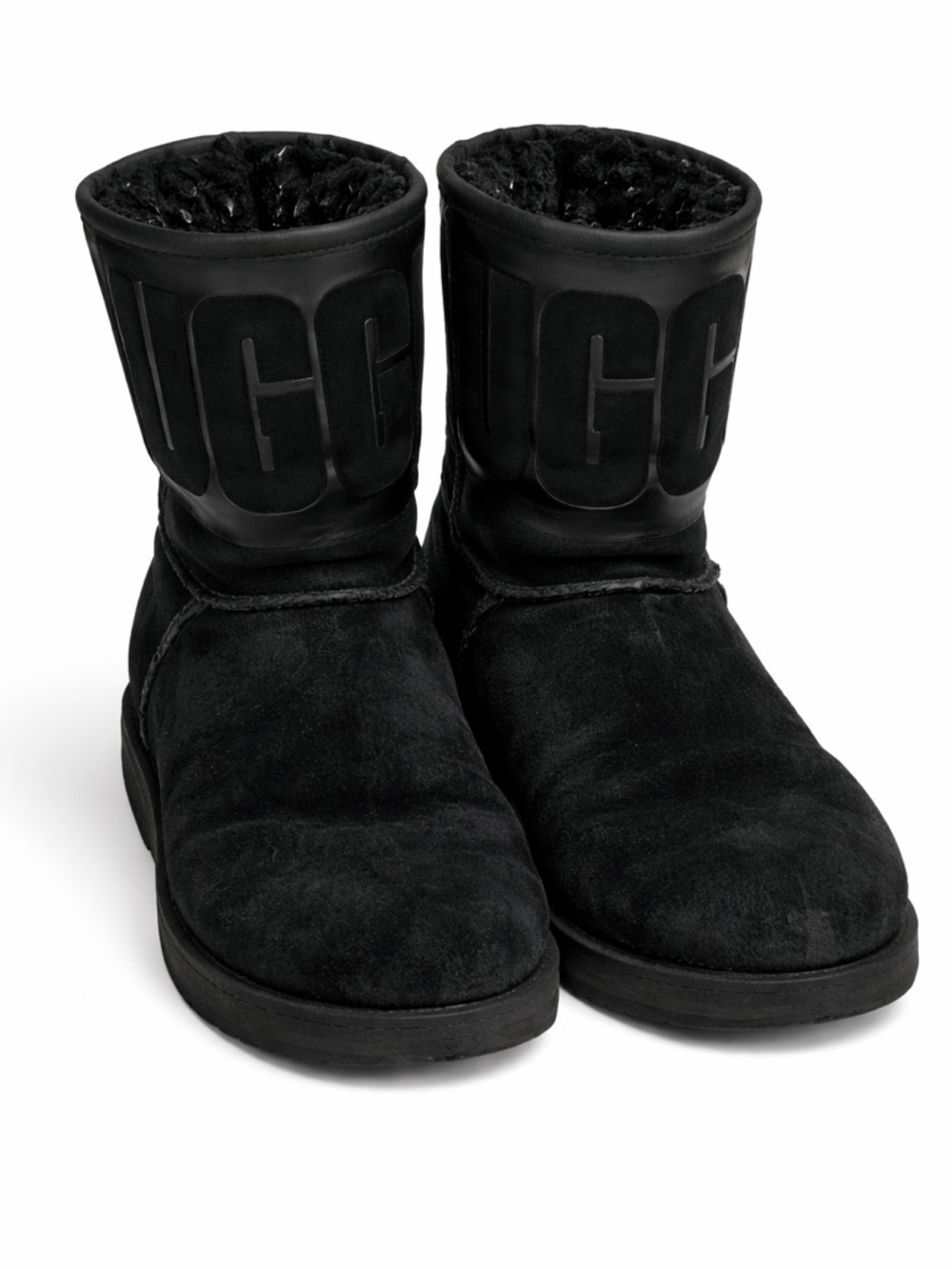 UGG Black classic Leather suede shearing boots Size 5